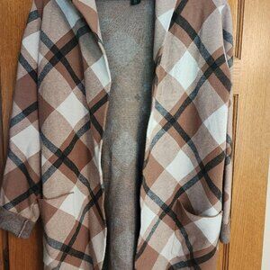 Tahari plaid hooded sweater jacket